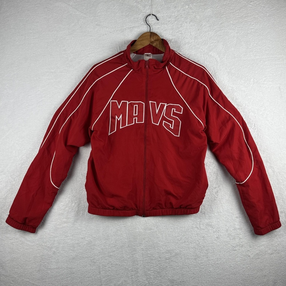 MAVS Jacket Mens Medium‎ Red Warm Up Track Full Zip Varsity Mesh Lined Raglan